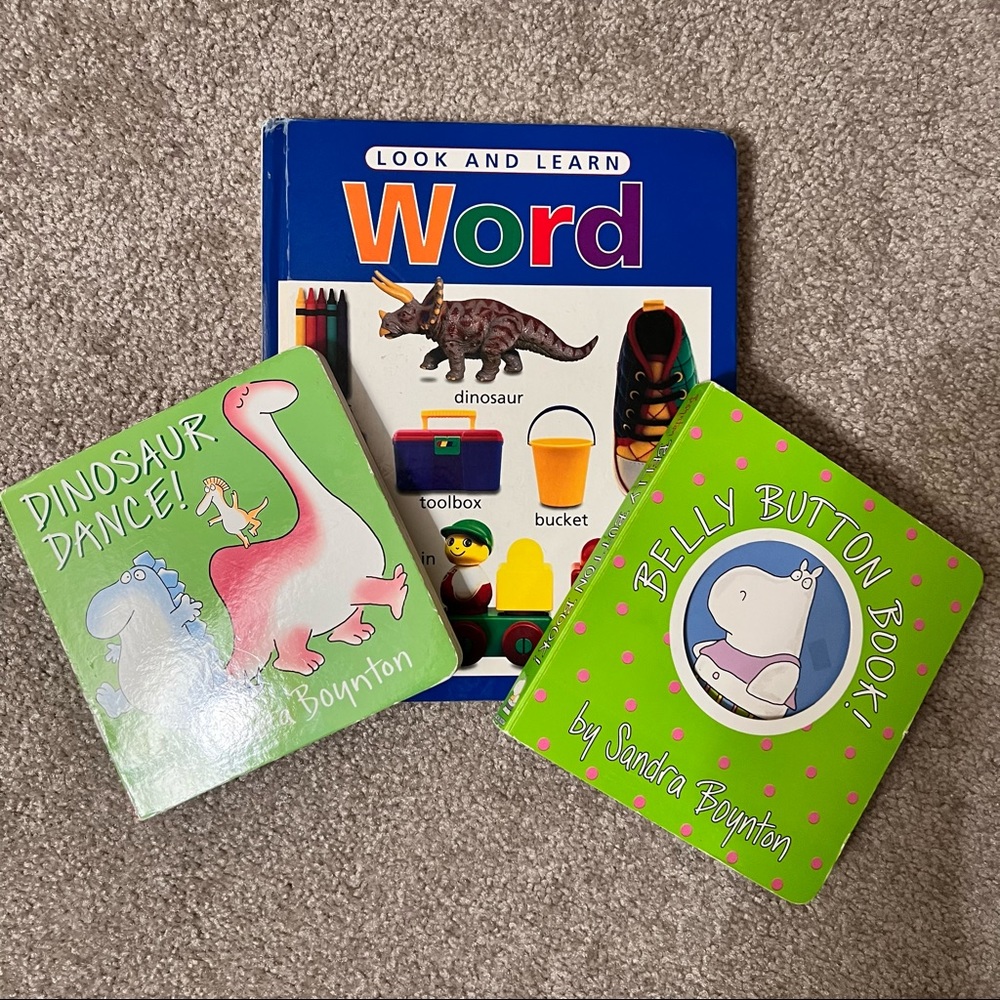 Toddler/Kids 3 Books 📚- Look & Learn Word, Dinosaur Dance/Belly Button Button
